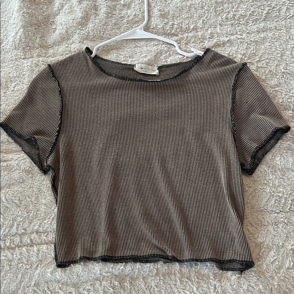 Striped Black and Beige Women's Top
